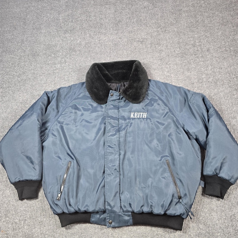 Walls Blizzard-Pruf Jacket Mens‎ XL Blue Insulated Bomber Faux Fur Collar Zip